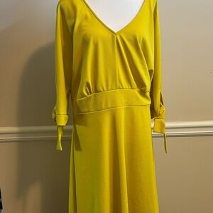 Ahley Stewart Elegant Yellow V-Neck Dress 14/16 New with Tags Ashley Stewart